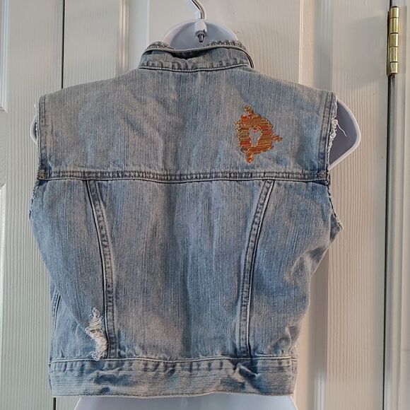 Hollister  distressed denim  frayed arm hole vest Sz XS - Picture 4 of 6